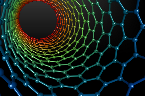 Rappresentazione grafica della struttura di un nanotubo di carbonio (fonte: Mstroeck at English Wikipedia)