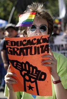 ABOUT 100,00 CHILEANS PARTICIPATE IN A DEMONSTRATION IN SANTIAGO